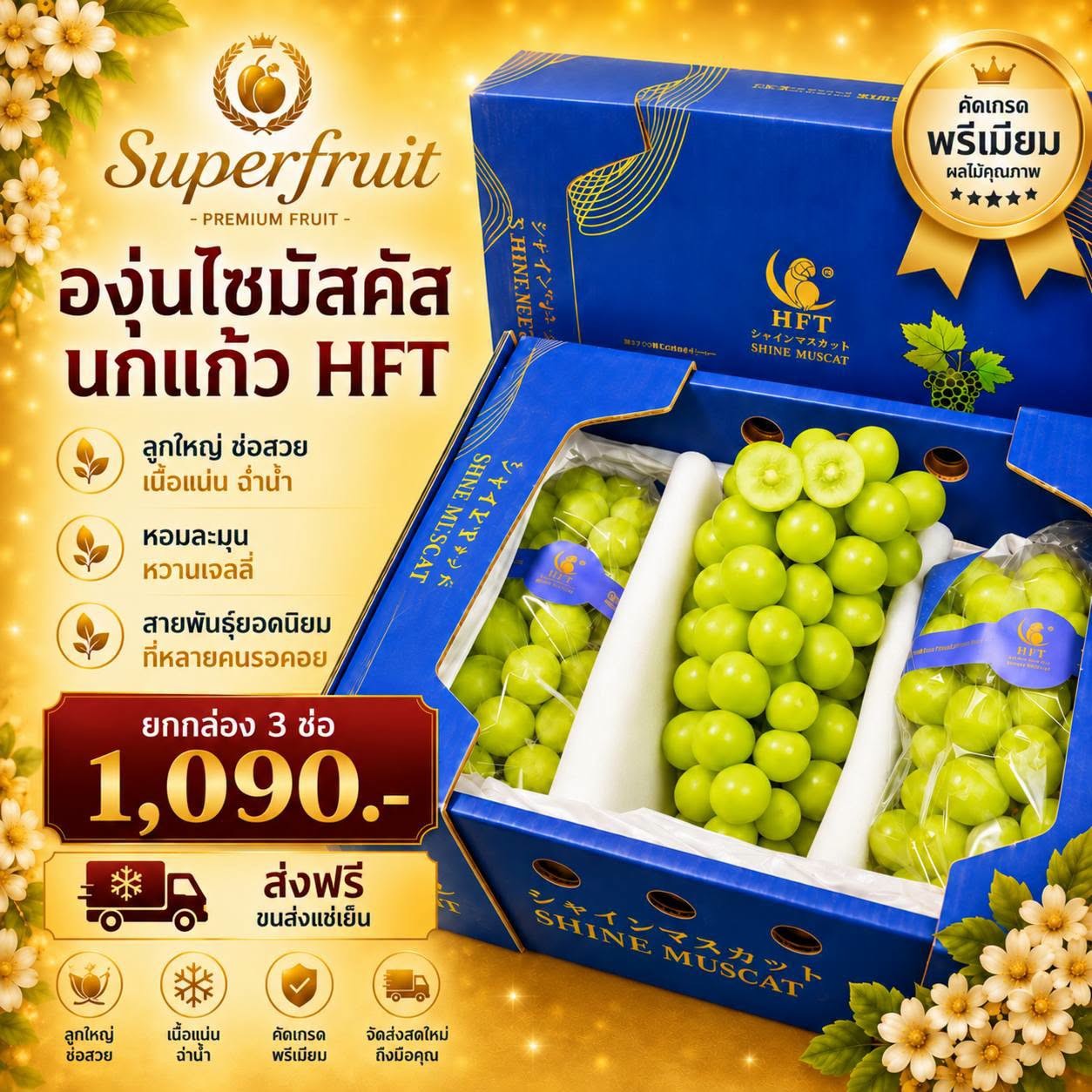 องุ่นไชน์มัสคัทญี่ปุ่น นกแก้ว HFT รหัส IP-01